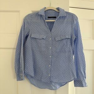 Zara blue and white blouse